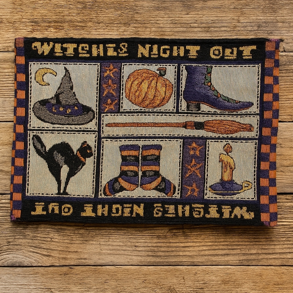 4 Pcs Halloween Witches Night Out Tapestry Table  Mats